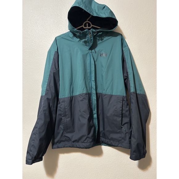 REI Co-op Trailmade Rain Jacket Hooded Size L Blue Teal - Picture 2 of 7